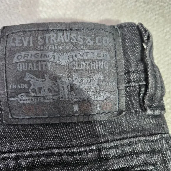 Levi’s 511 Black Slim Jeans 33x32 Mens Rear Zip Pockets - Picture 3 of 10